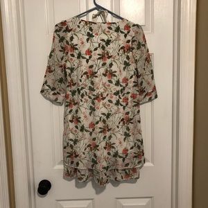 White Green/Pink/Red Floral Light Dress